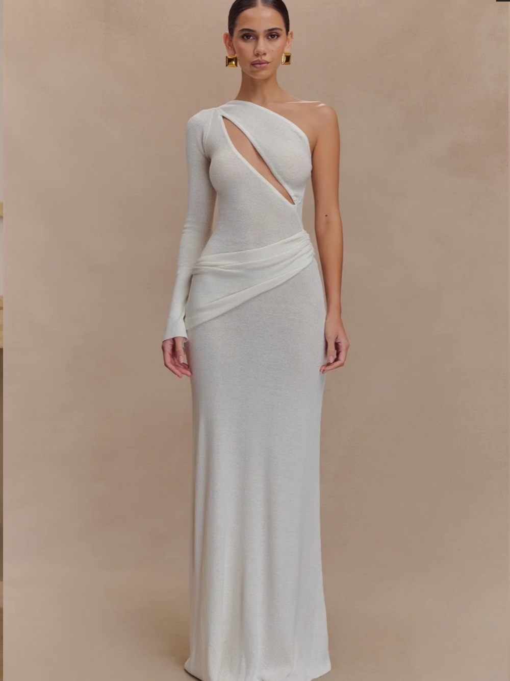 Meshki One-Shoulder Cutout Maxi Dress in Ivory